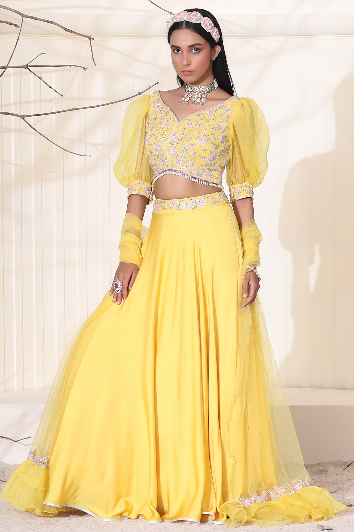 Buy Yellow Blouse Pure Cotton Silk Sunehra Aoruni Bridal Lehenga Set For  Women by Torani Online at Aza Fashions.